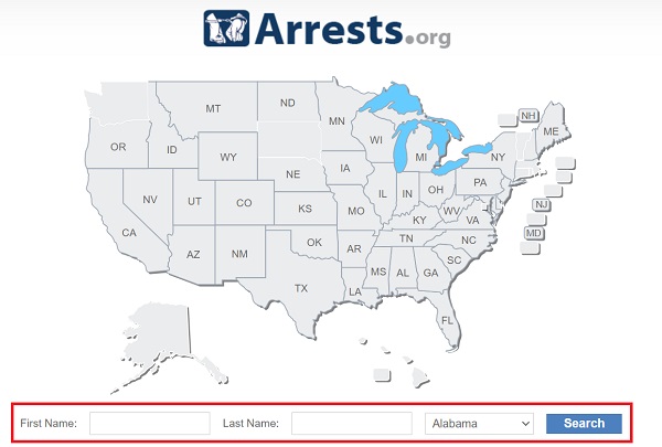 Az Arrests.org honlapja