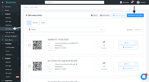 Beaconstac Profile Dashboard