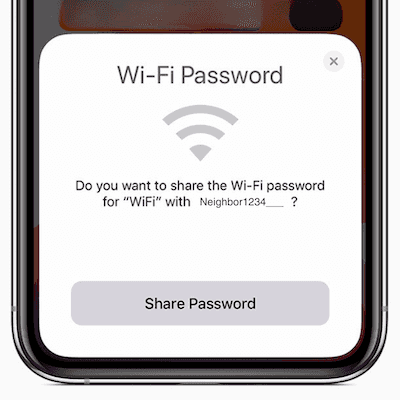 Wi-Fi jelszómegosztás iPhone-on keresztül