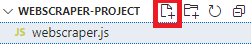 Ügyeljen arra, hogy hozzáadja a .js kiterjesztést (például: webscraper.js). Ennek a fájlnak automatikusan meg kell nyílnia.