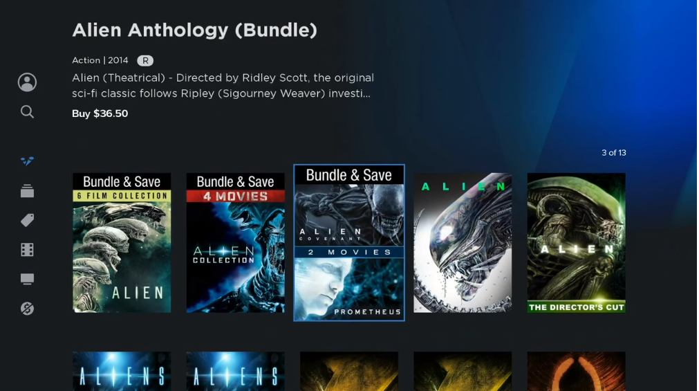 Vudu Alien Antology Bundle Deal szekció