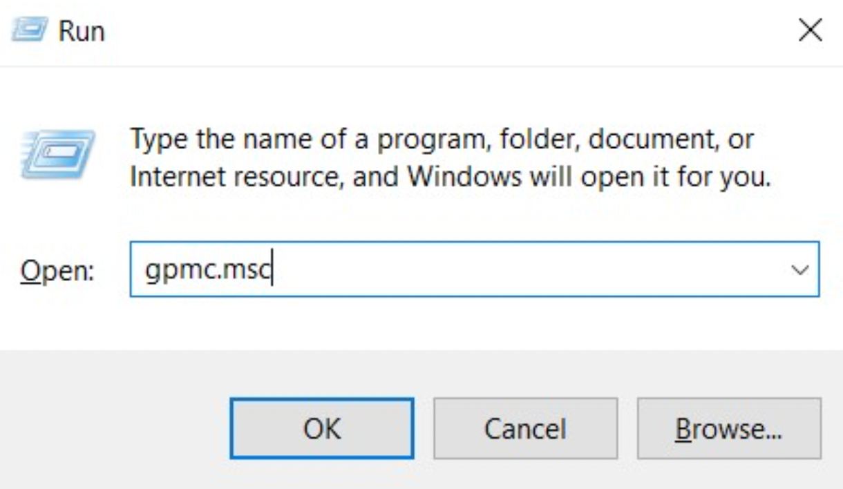 a Windows Futtassa az alkalmazást a megnyitott mezőbe írt gpmc.msc-vel
