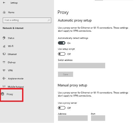 A Setup Script használata az automatikus proxy beállításainál