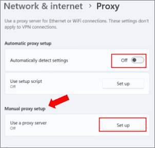 Hálózati és internetes proxy kézi beállítása