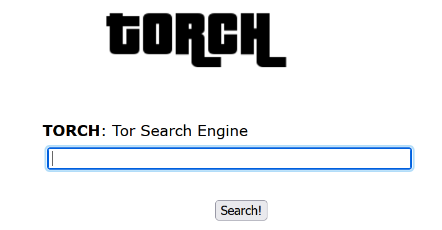 Torch sötét webes keresőmotor kezdőlapja