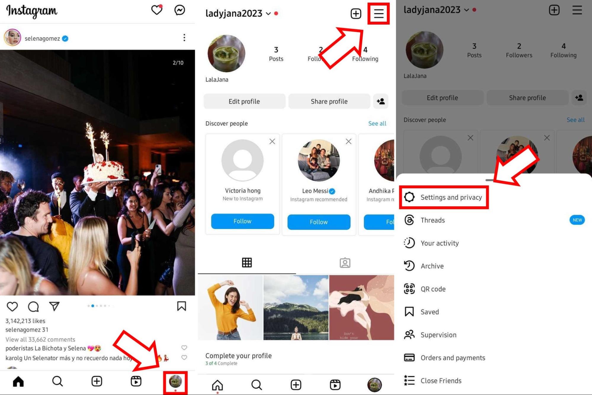 Hozzáférés a beállításokhoz és az adatvédelemhez az Instagram alkalmazásban