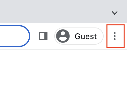 Kebab menü vagy hárompontos ikon a Google Chrome-profil mellett