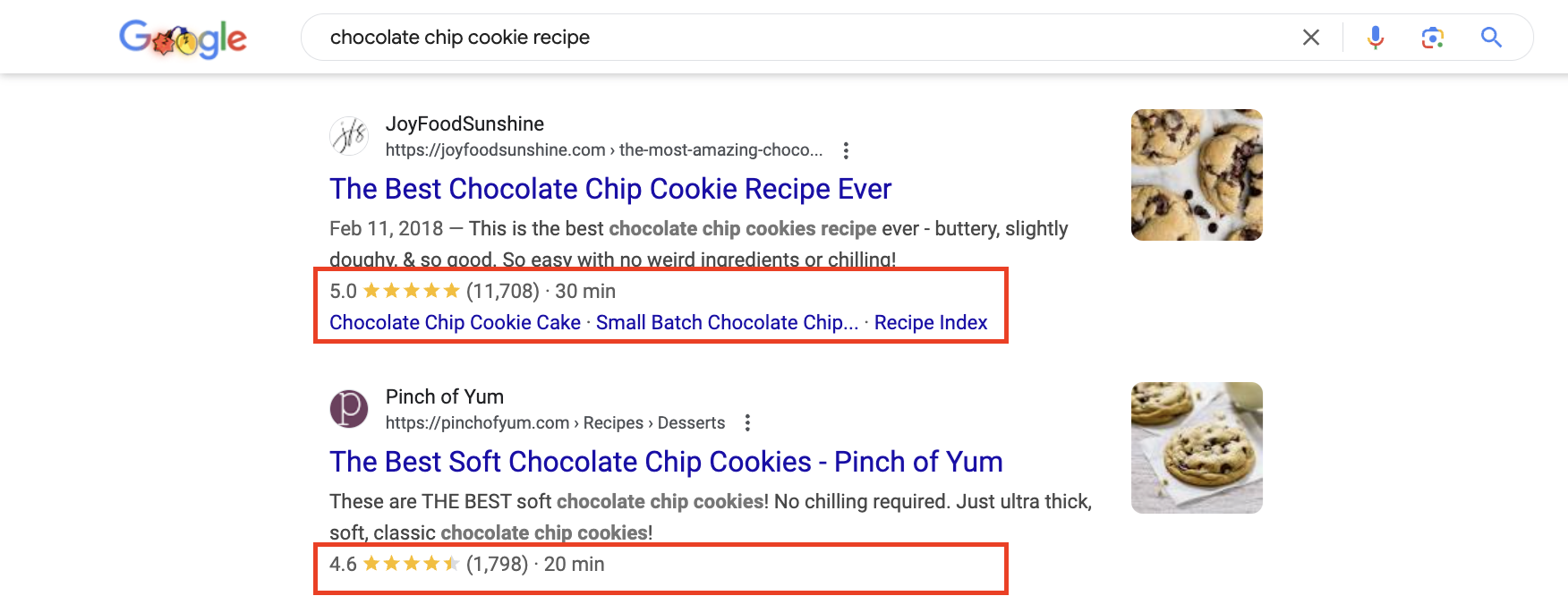 Képernyőkép a keresésből [chocolate chip cookie recipe]Google, 2025. január