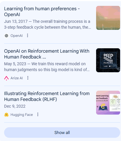 A Screenshot linkeket mutat az Openai -hez, AI -hez és az öleléshez
