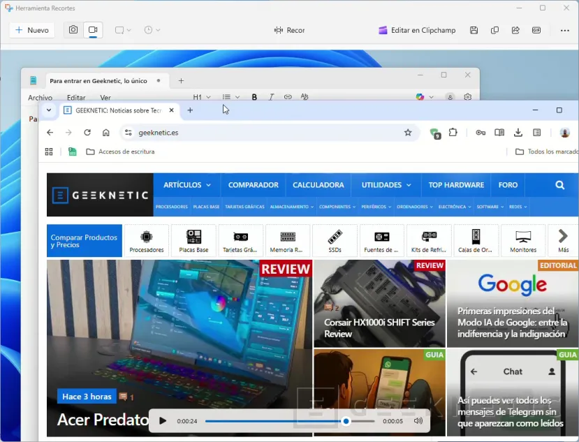 Geeknetic GIF létrehozása képernyőfelvételből Windows rendszerben: Snipping alkalmazás és Control + G 2