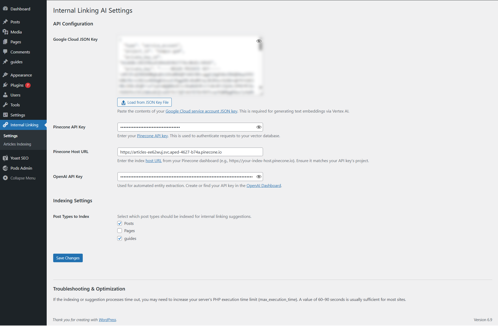 Beépülő modul beállítási oldal (Kép a szerzőtől, 2025. december)